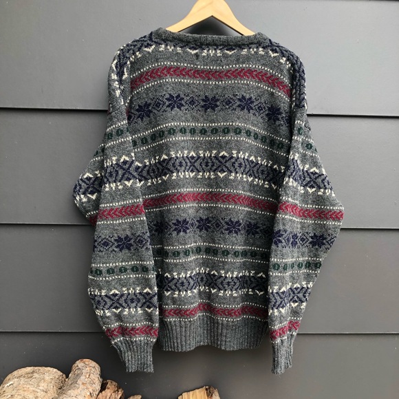 Vintage All Wool Fair Isle Crew Neck Sweater - Tip Top - Size M - Picture 2 of 7